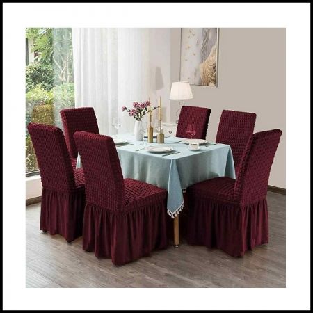 Maroon Color 6pcs Chair Cover