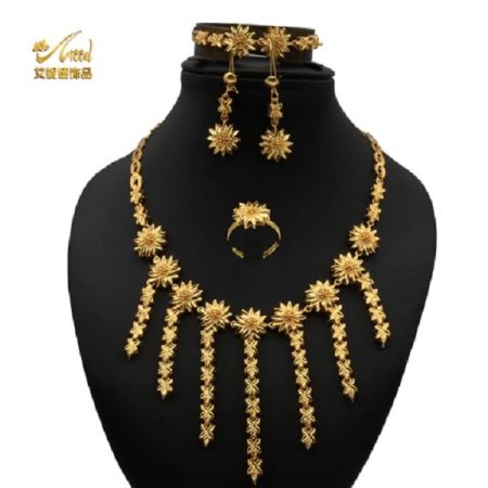 Dubai 24K Gold Plated 4Pcs Necklace Set-306