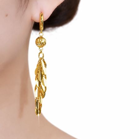 Golden Leaf Cascade Drop Earrings -153