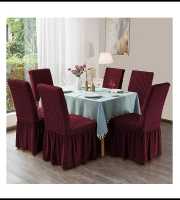 Maroon Color 6pcs Chair Cover
