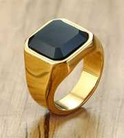 ZORCVENS Black Stone Gold color  Men's Rings