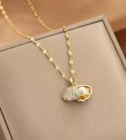 Pearl Shell Pendant 18k Gold Plated Necklace-412