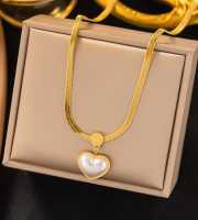 Pearl Heart Pendant 18k Gold Plated Necklace-414