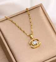 Crescent Pendant 18k Gold Plated Necklace-409