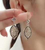 Zircon Crystal Leaf Earrings-131