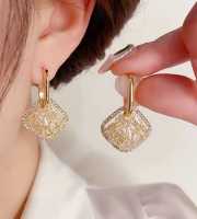 Golden Sparkle Zircon Earrings -138