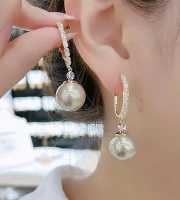 Golden Pearl Hoop Earrings -140