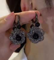 Black Rose Drop Earrings -141