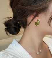 Green Enamel Mini Earrings -143